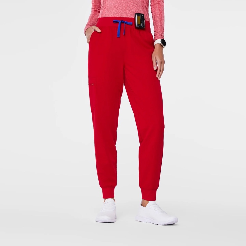 FIGS- High Waisted Zamora Jogger scrub pants in winning red